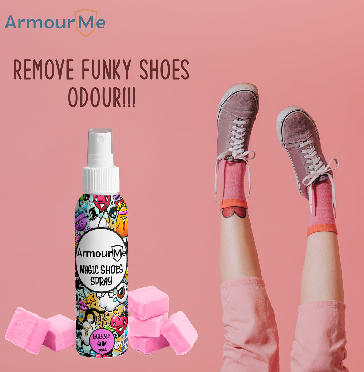 ArmourMe Shoe Deodorizer Spray, Shoe Smell Eliminator For Feet, Socks, Shoes and Sweat